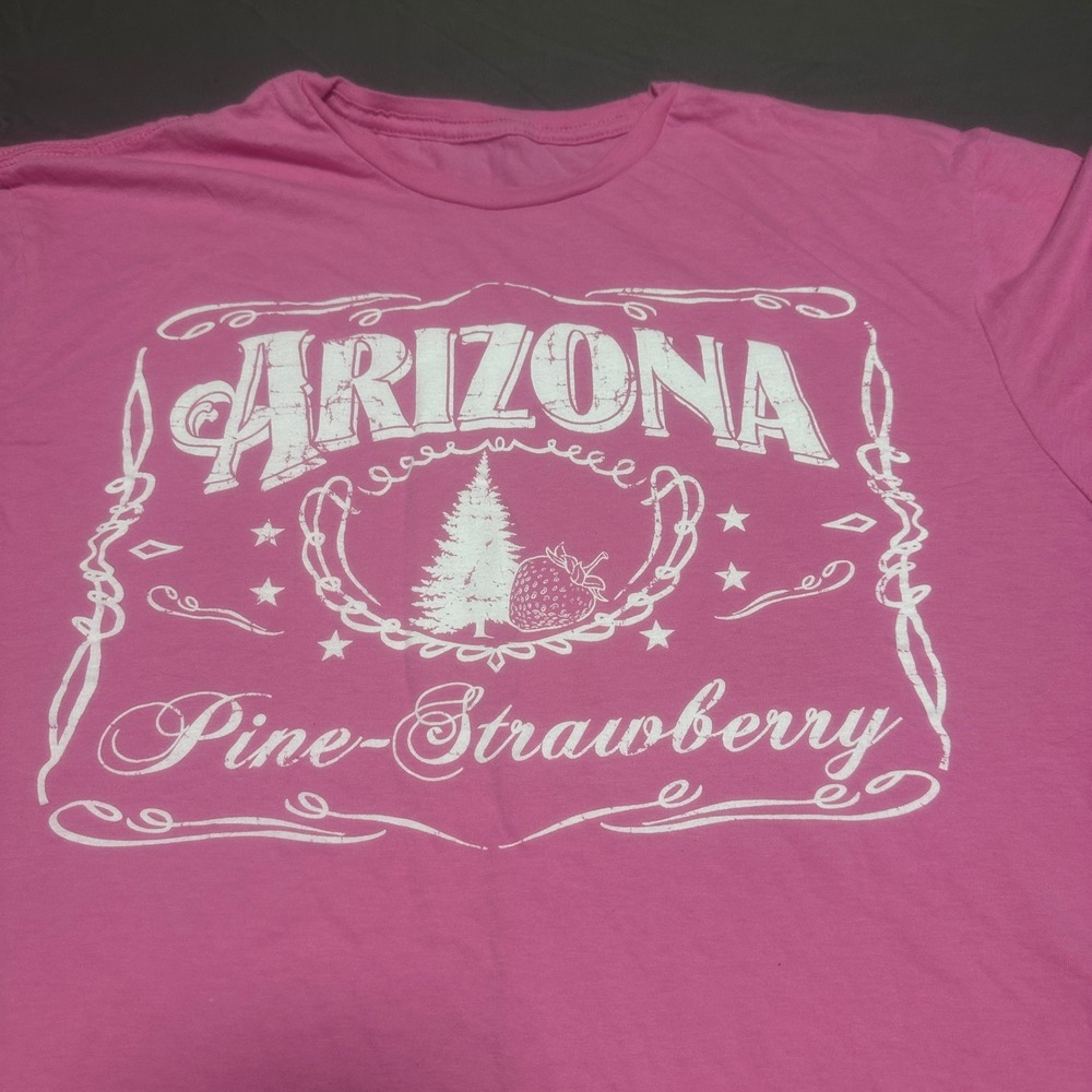 Arizona Mens Pine-Strawberry‎ Graphic T-Shirt XL Pink Short Sleeve Cotton Blend - Picture 3 of 5